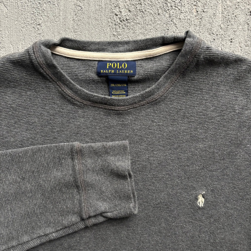 Polo Ralph Lauren Waffle Knit Long Sleeve Shirt Mens XXL Grey